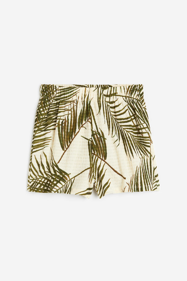 H&M Crêpe Shorts Light Beige/leaves