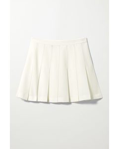 Check Short Pleated Skirt White