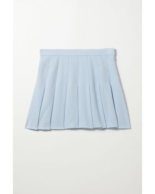 Weekday Check Short Pleated Skirt Light Blue