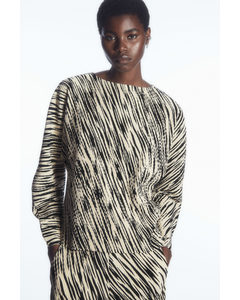 Rounded Pleated Top Beige / Zebra