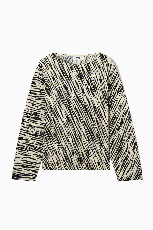 COS Rounded Pleated Top Beige / Zebra