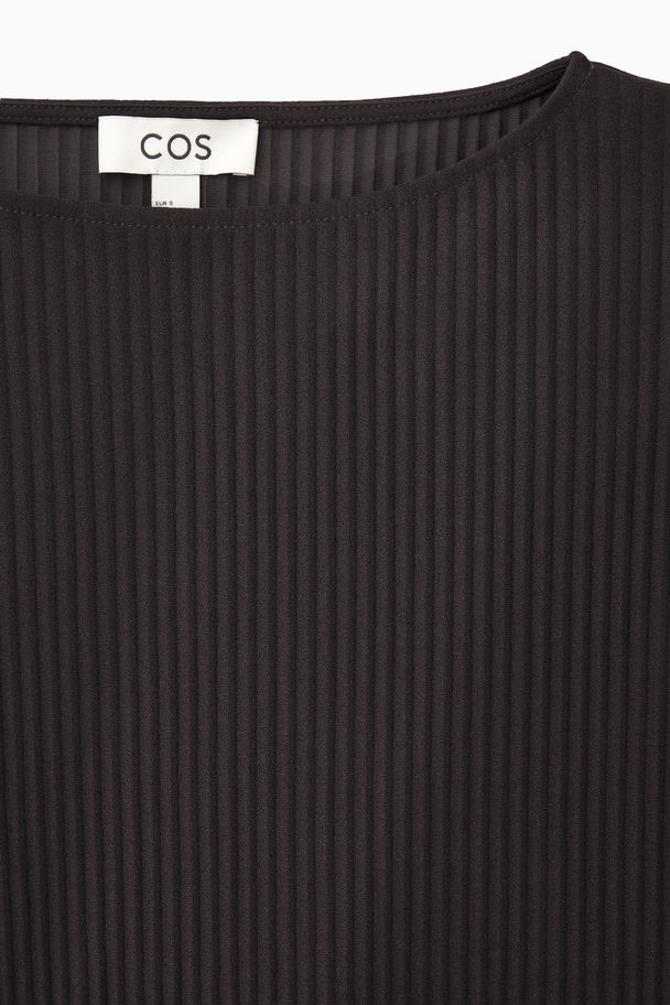 COS Rounded Pleated Top Dark Brown