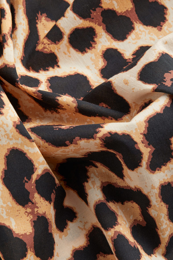 H&M Raglan-sleeved Dress Light Beige/leopard Print