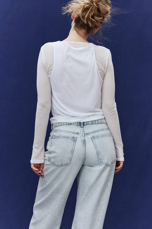 H&M Straight Regular Jeans Sart Denimblå