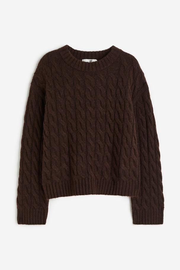 H&M Cable-knit Jumper Dark Brown