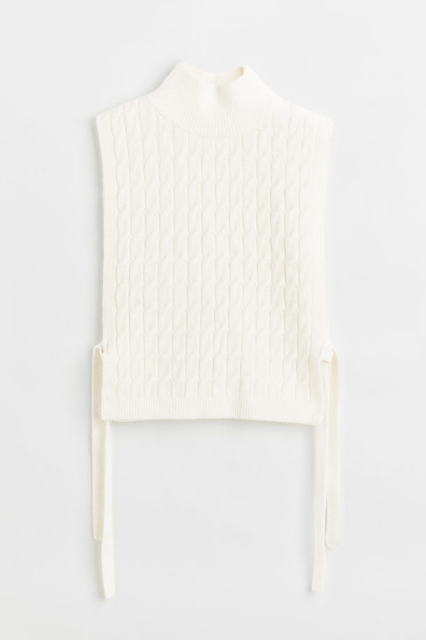 H&M Cable-knit Turtleneck Sweater Vest White