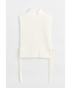 Cable-knit Turtleneck Sweater Vest White