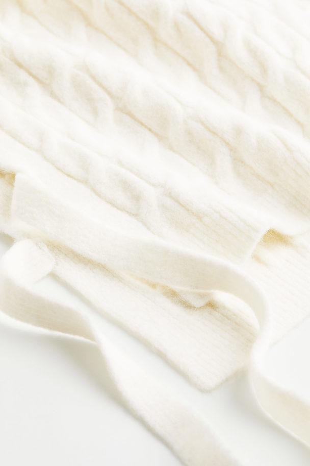 H&M Cable-knit Turtleneck Sweater Vest White