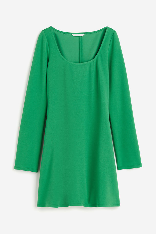 H&M Jerseykleid mit Karree-Ausschnitt Grün