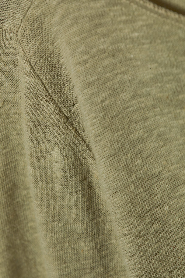 Weekday Linen Blend Long Sleeve Top Light Khaki Green