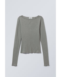 Linen Blend Long Sleeve Top Soft Green