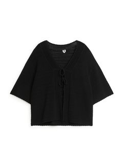 Lace-knitted Cardigan Black