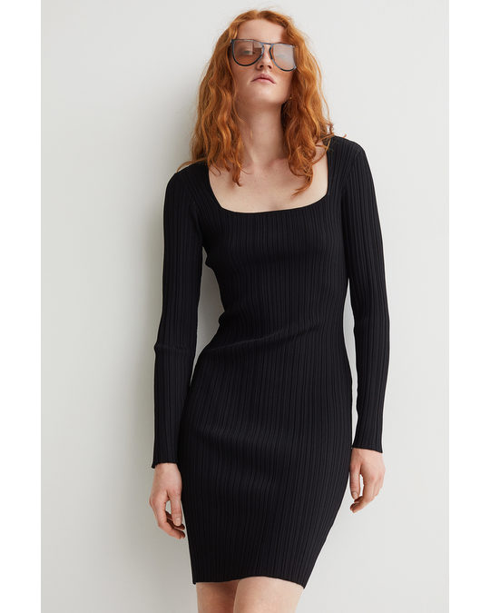 H&M Rib-knit Dress Black