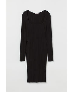 Rib-knit Dress Black