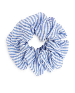 Leinen-Scrunchie Blau/Weiß