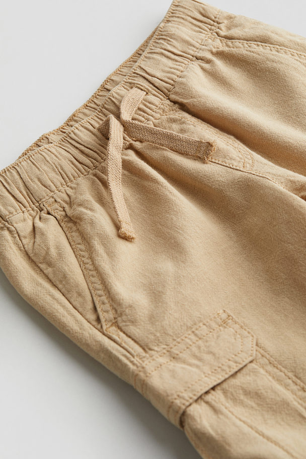 H&M Linen-blend Cargo Shorts Beige