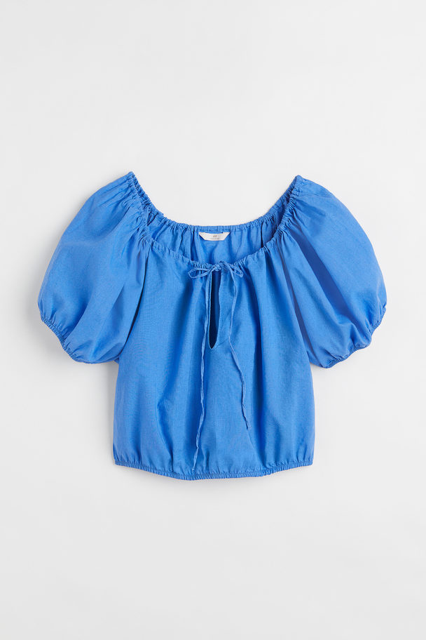 H&M Bluse I Hørblanding Klar Blå