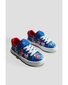 Sneakers Met Print Helderblauw/super Mario