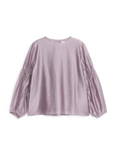 Blus Med Puffärm Lila