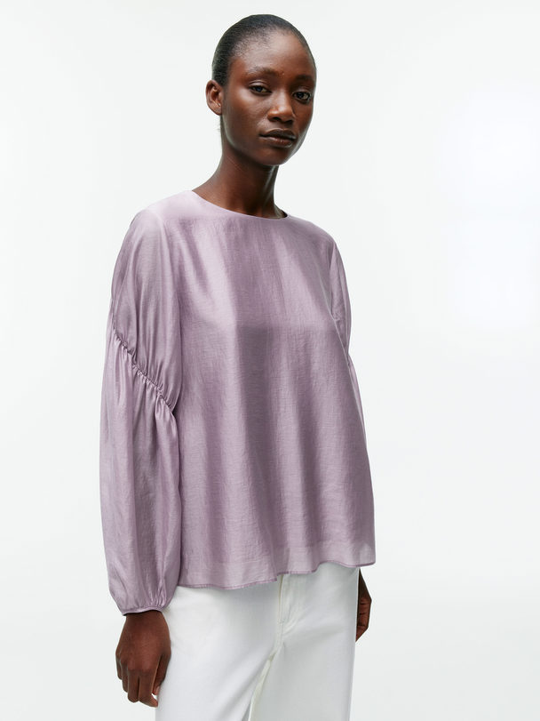ARKET Puff Sleeve Blouse Lilac
