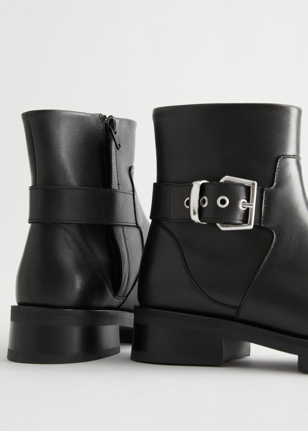 & Other Stories Buckled Chelsea Leather Boots Black