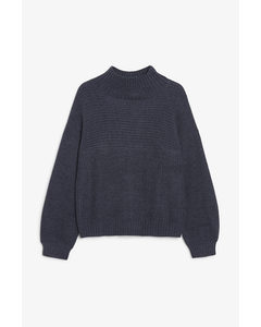 Blue Vertical Knit Sweater Blue