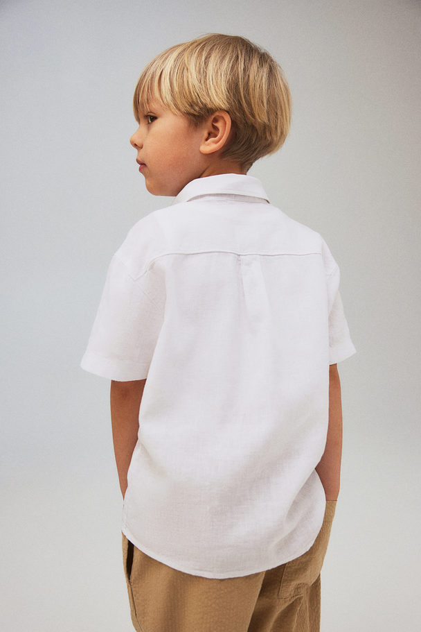 H&M Linen-blend Shirt White