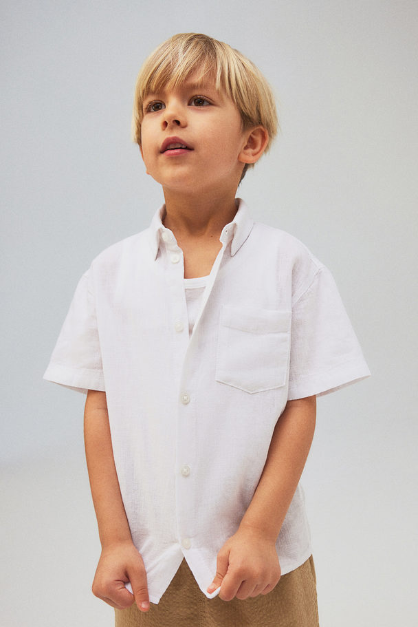 H&M Linen-blend Shirt White