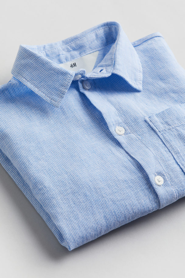 H&M Linen-blend Shirt Light Blue