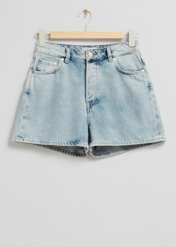 & Other Stories Denim Short Met Hoge Taille Lichtblauw