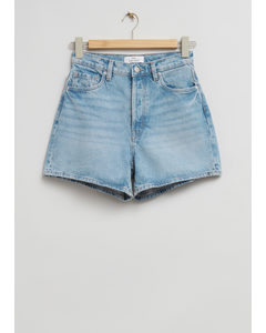 Denim Short Met Hoge Taille Lichtblauw