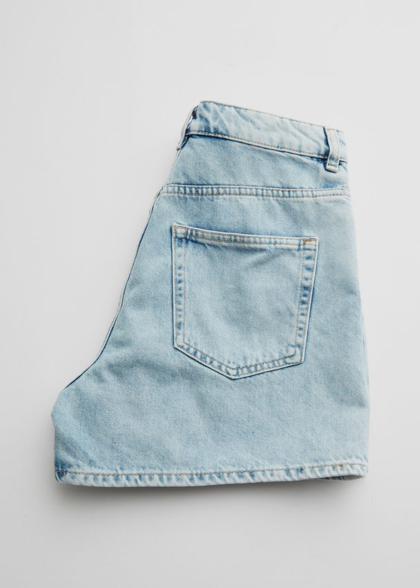 & Other Stories Denim Short Met Hoge Taille Lichtblauw