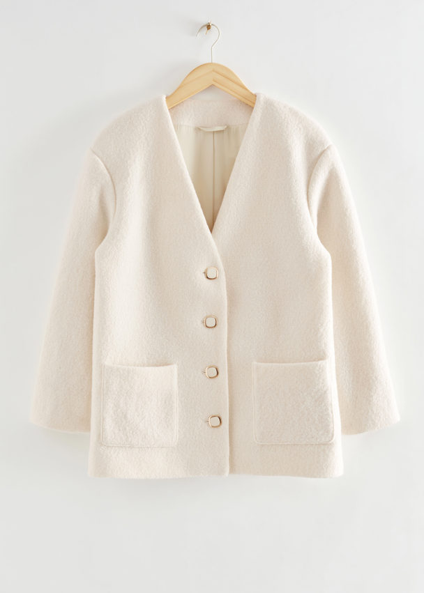 & Other Stories Voluminöse Wolljacke Creme