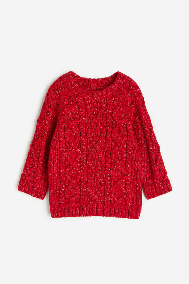H&M Pullover mit Zopfmuster Rot