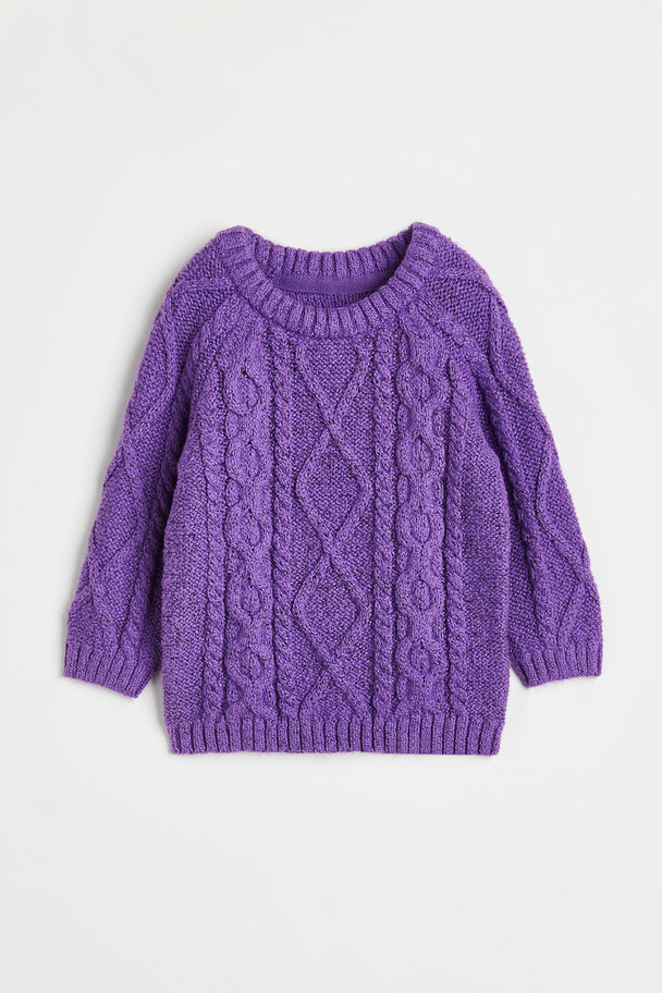 H&M Cable-knit Jumper Purple