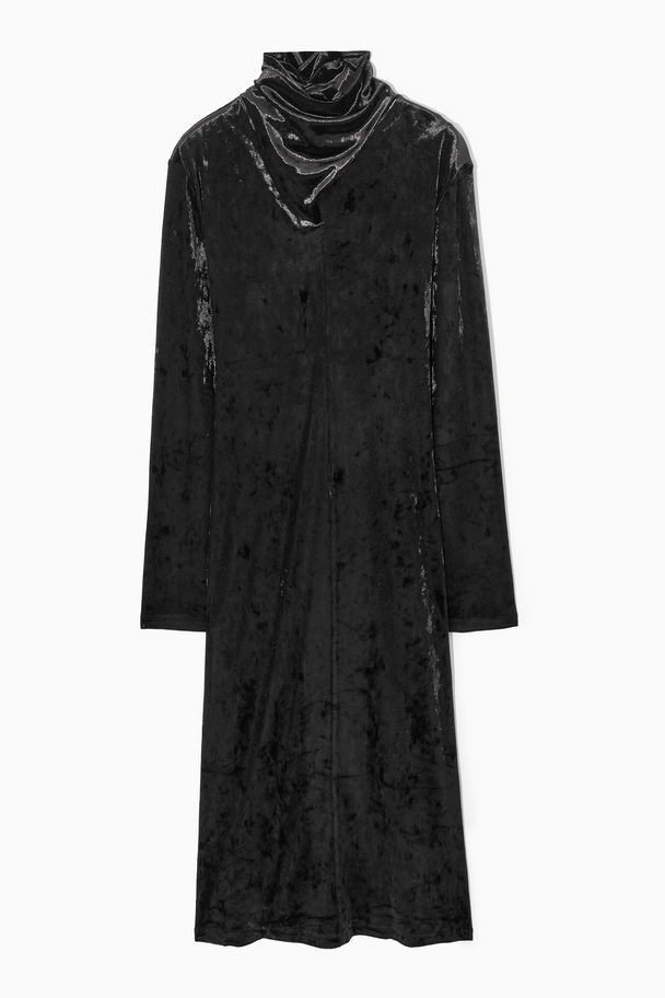 COS Open-back Velvet Midi Dress Black