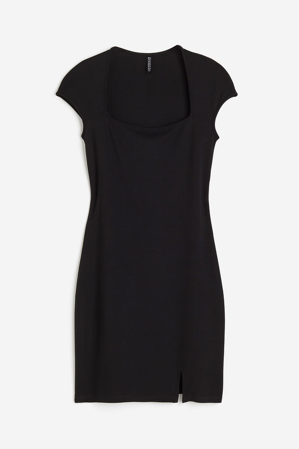H&M Cap-sleeved Bodycon Dress Black