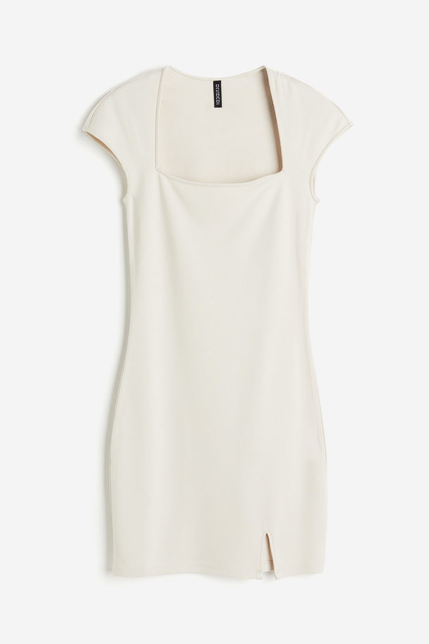 H&M Cap-sleeved Bodycon Dress Light Beige