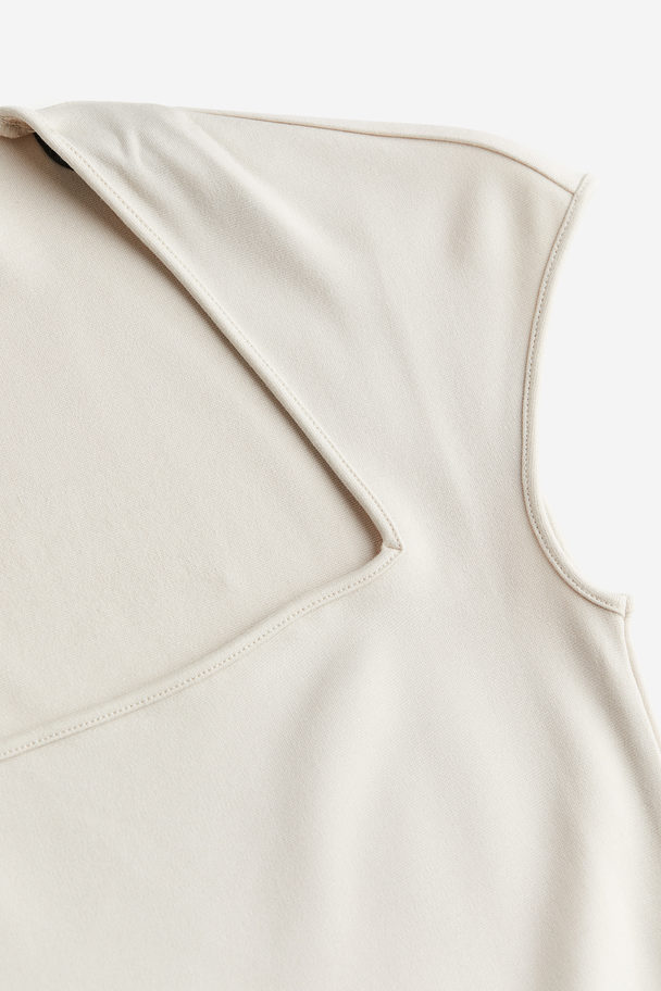 H&M Cap-sleeved Bodycon Dress Light Beige