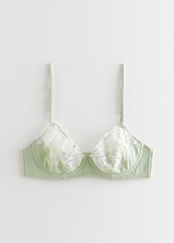 & Other Stories Lace-trimmed Underwire Bra Mint
