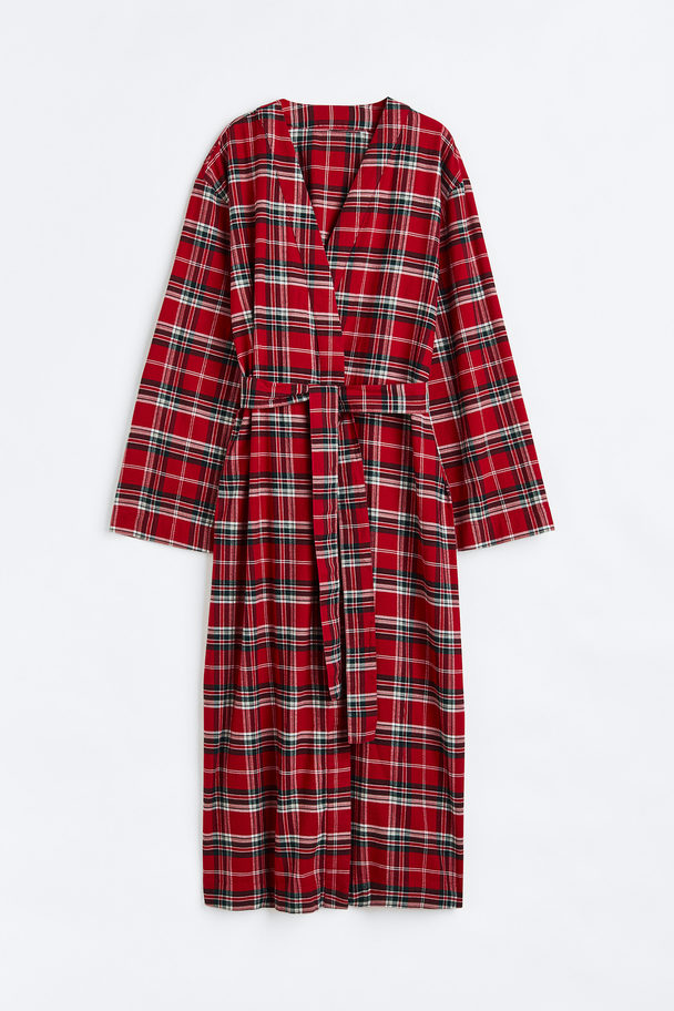 H&M Twill Dressing Gown Red/checked