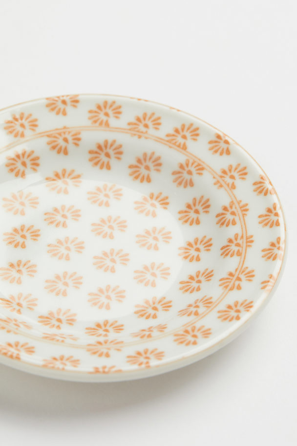 H&M HOME Small Porcelain Dish White/orange Floral
