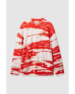 Relaxed-fit Graphic Jumper Red / Light Beige