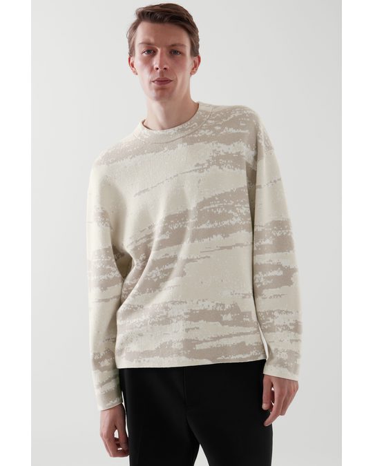 COS Relaxed-fit Graphic Jumper Light Beige