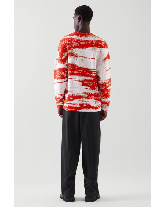 COS Relaxed-fit Graphic Jumper Red / Light Beige