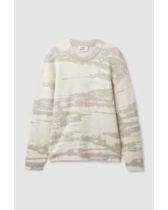 Relaxed-fit Graphic Jumper Light Beige