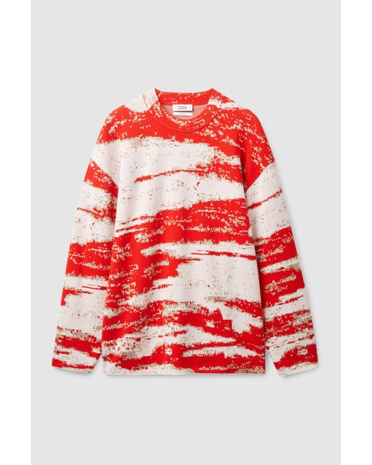 COS Relaxed-fit Graphic Jumper Red / Light Beige