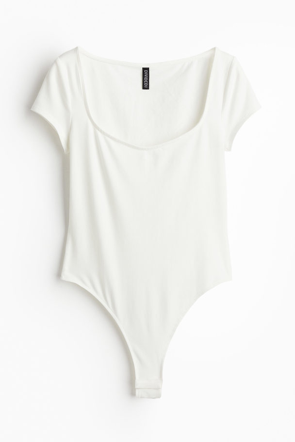 H&M Stringbody Med Hjärtformad Halsringning Crèmevit