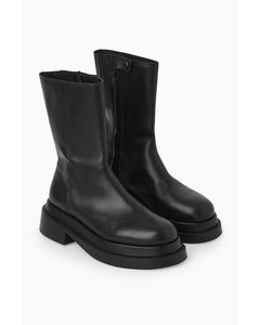 Chunky Leather Boots Black