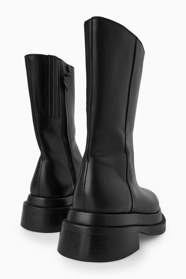 COS Chunky Leather Boots Black